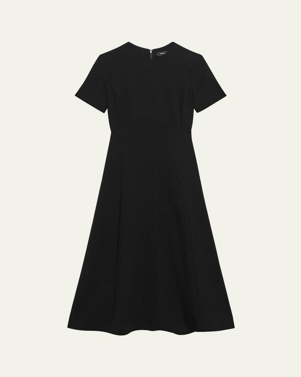 Admiral Crepe Flared Short-Sleeve Midi Dress
